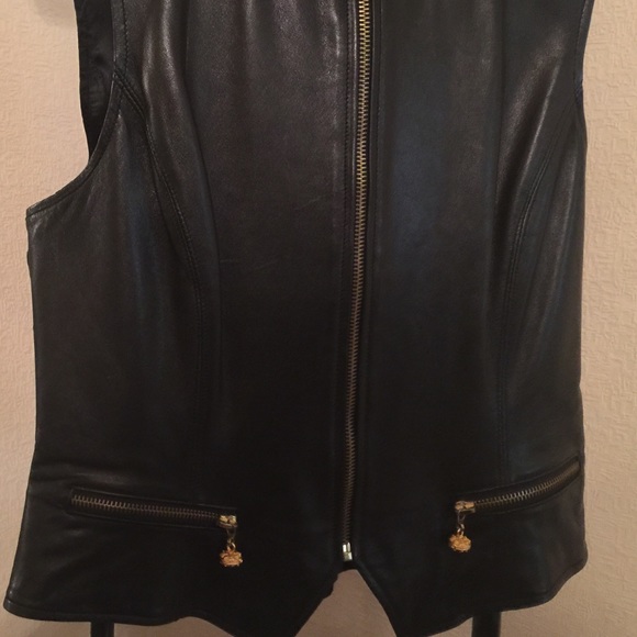 FLORINE WACHTER BLACK LEATHER VEST NWOT - Picture 3 of 4