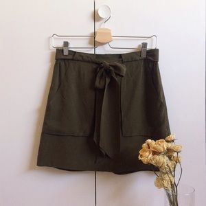 crepe silk tie-front skirt