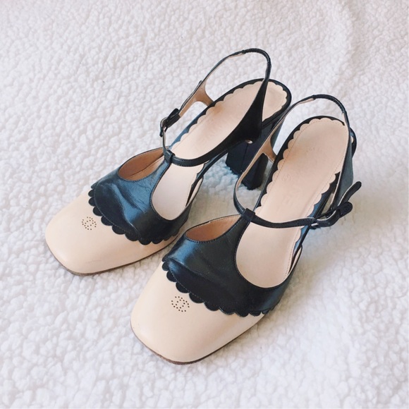 CHANEL Shoes - {Chanel} scalloped strapped heels