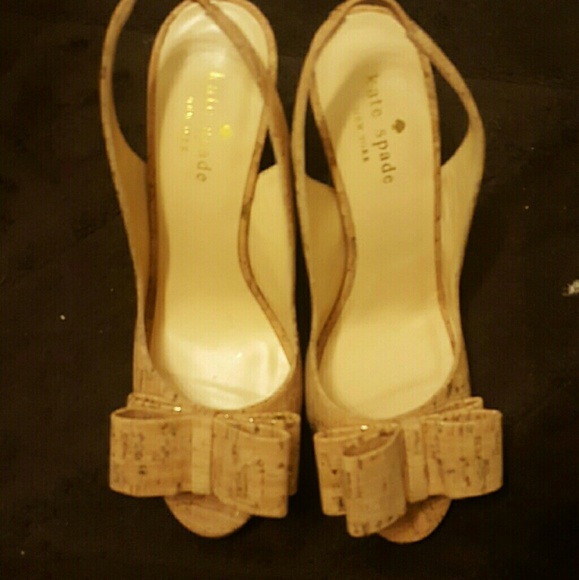 Kate Spade sz 6 natural Cork bow & purse  NEW $600 - Picture 5 of 9