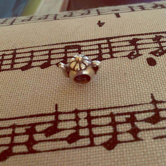 Teapot Pandora Charm with Gold Accent