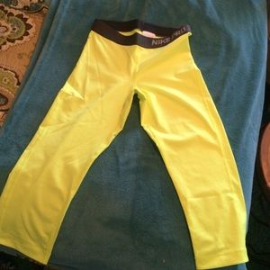 Neon yellow Nike pro leggings