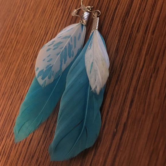 Turquoise feather earrings