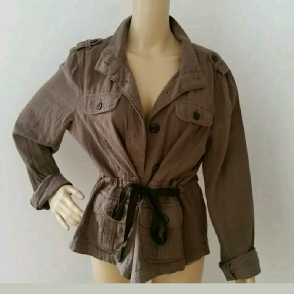 LOFT L Utility Military Jacket Brown