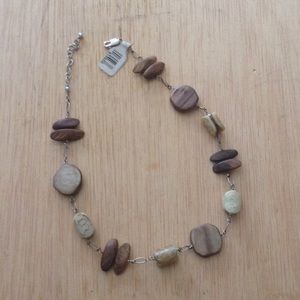 NWT 925 Wood and stone necklace