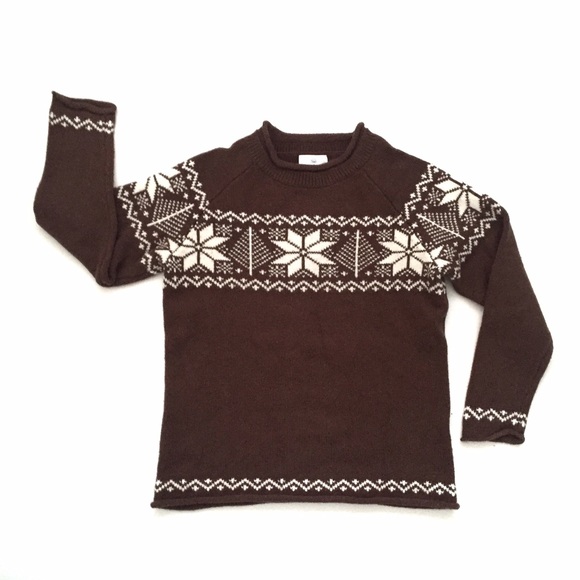 HANNA ANDERSSON BROWN SWEATER WITH WHITE DECOR