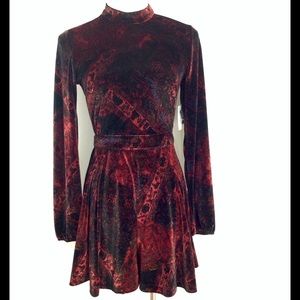 NWTs Free People! Sz4 Onyx Combo Velvet Romper