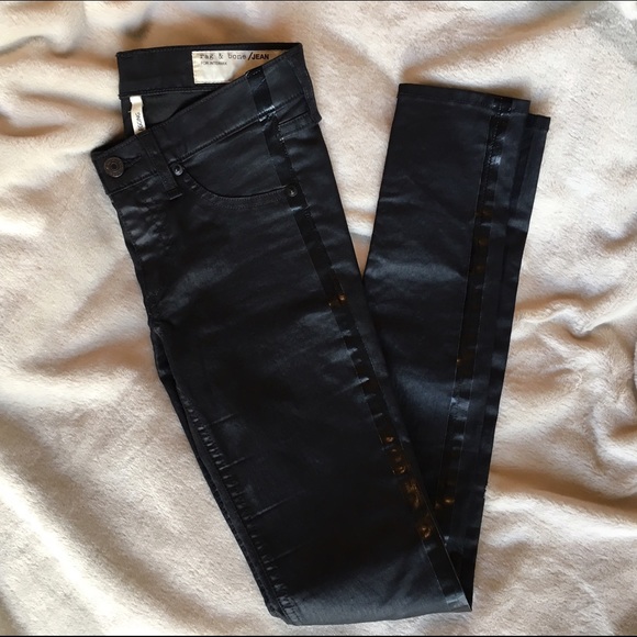 rag & bone Denim - Rag & Bone Black Coated Denim Leggings