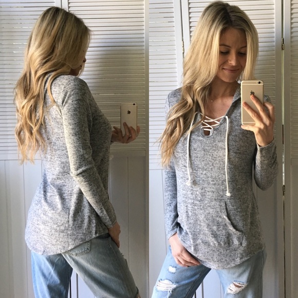 Last 🆕 Soft Heather Grey Hooded LS - Picture 3 of 4