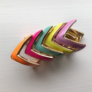 Multicolor Chevron Stacked Ring Set