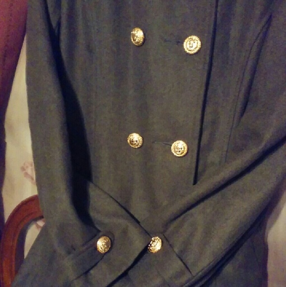 Women's Olive stylish military design coat - Picture 2 of 4
