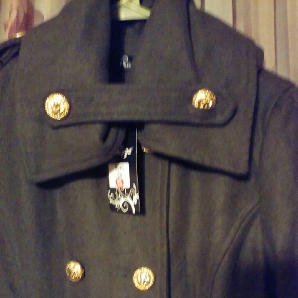 Women's Olive stylish military design coat - Picture 3 of 4