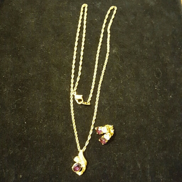 Vintage Avon Amethyst & Crystal Necklace Set