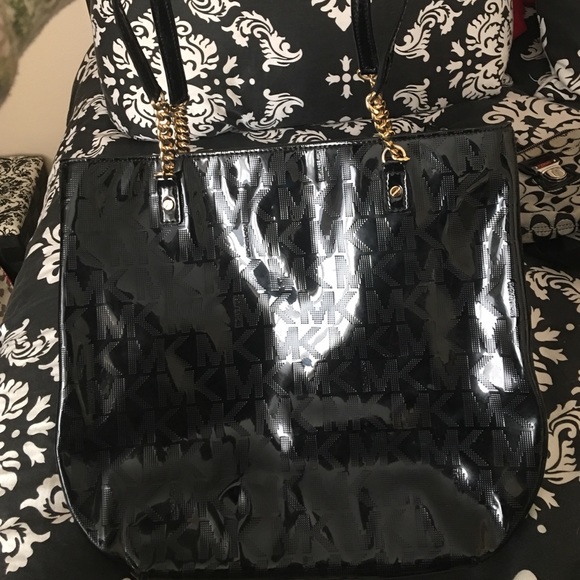 Michael Kors metallic black tote