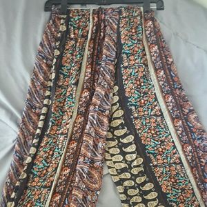 Multiple print and pattern culottes style pants.