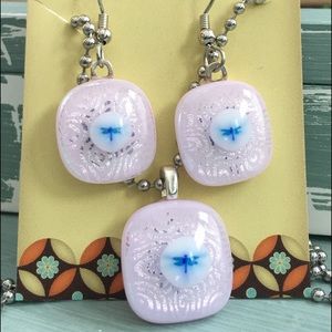 Dragonfly fused glass petite set
