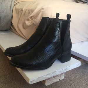 Black cutout ankle booties