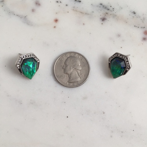 "Florence" Earrings || Green Crystal Pavé Studs - Picture 4 of 8