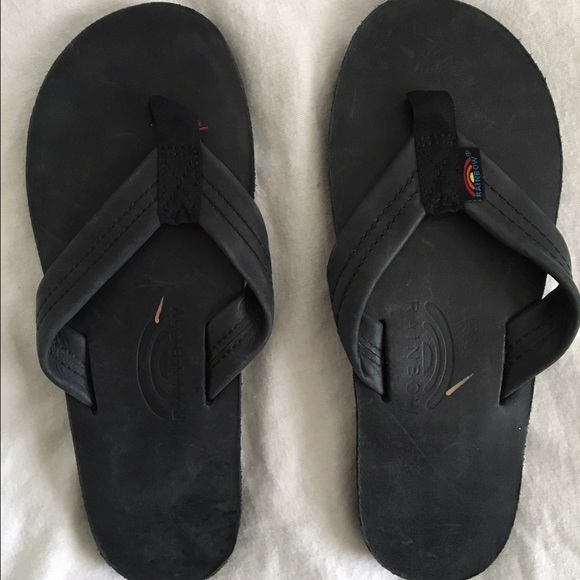 NWOT Men's Rainbow Black Leather Sandals