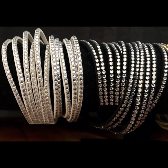 Vegan Leather bracelets and Swarovski crystals. - Picture 2 of 3