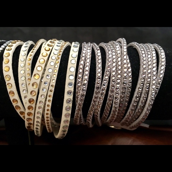 Vegan Leather bracelets and Swarovski crystals. - Picture 3 of 3