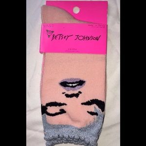 NEW W TAGS Betsey Johnson Glitter Face Socks