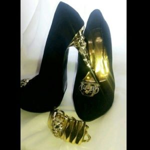 BLACK tiger RHINESTONE gold HIGH HEEL