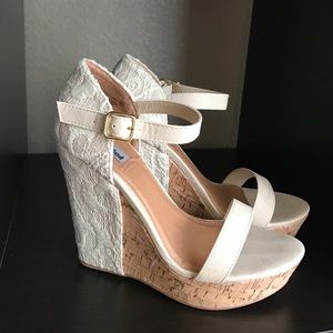 Not Rated Lace Wedge Sandal-Size 8