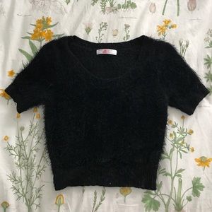 American Apparel short sleeve fuzzy sweater