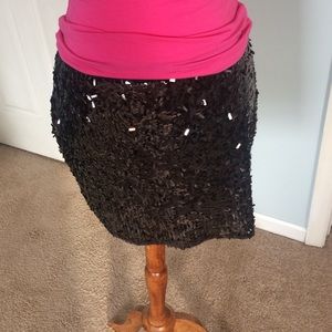 Black sequin mini skirt