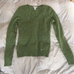 100% cashmere light green cable knit sweater