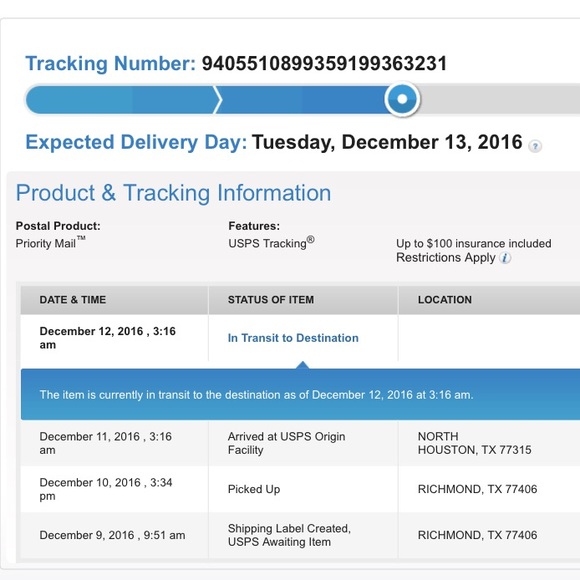 Tracking Information - Picture 1 of 1
