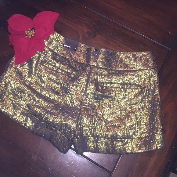 Express Gold Glitter Shorts