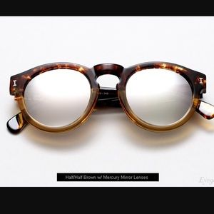 Illsteva Leonard Half Brown Silver Mirrored Lenses