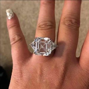 Sterling silver lab created diamonds size 5