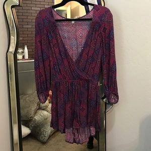 Dark purple patterned romper