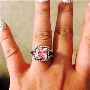 Beautiful pink CZ sterling silver size 5 ring