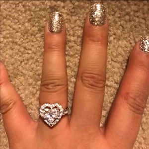 Sterling silver heart CZ ring size 5