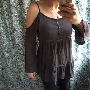 Paper Crane off the shoulder top in charcoal