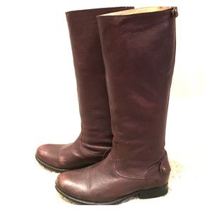 Frye Melissa Button Back Zip, brown, size 8