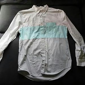 White sea foam and grey button down