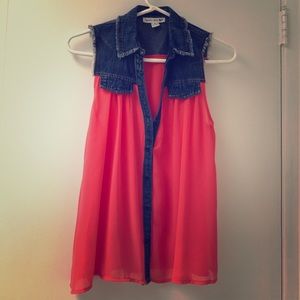 Cute denim and pink shirt