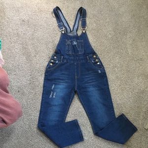 Jean distressed overalls
