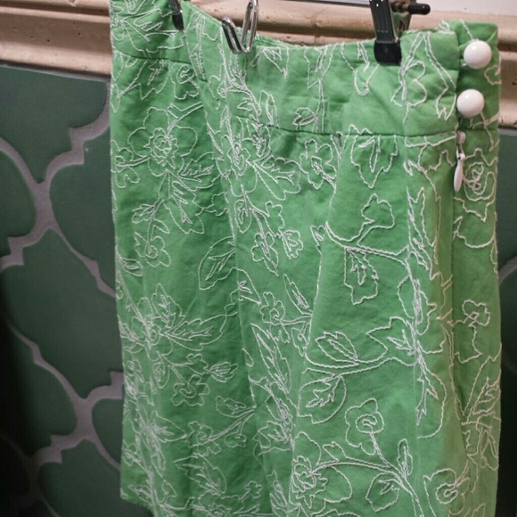 Talbot petites cotton 6 green embroidery skirt