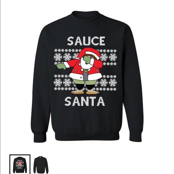 SAUCE SANTA UGLY CHRISTMAS BLACK SWEATER