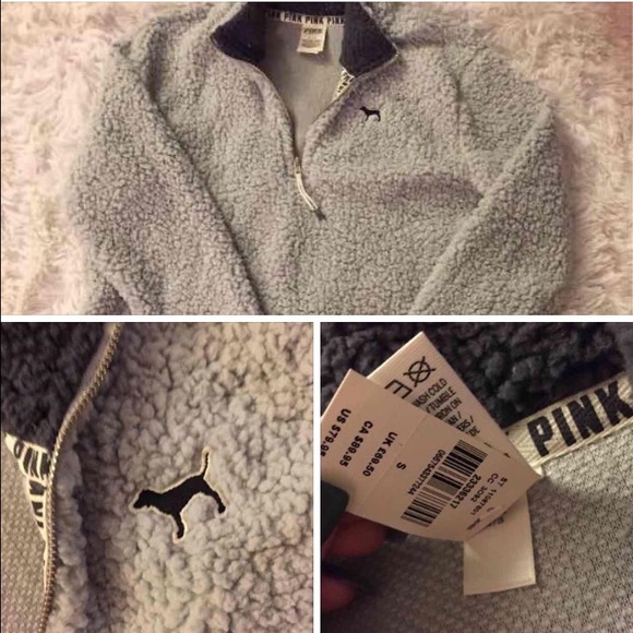 Gray vs pink quarter zip Sherpa