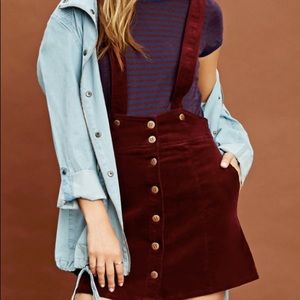 F21 Maroon/Burgundy Corduroy Overall Skirt