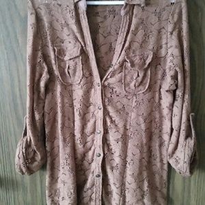 Solitaire Lace Button Up Blouse
