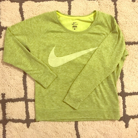 Nike Tops - NIKE swoosh dri fit sweat shirt Lime green!