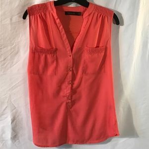 The Limited salmon button up sleeveless blouse